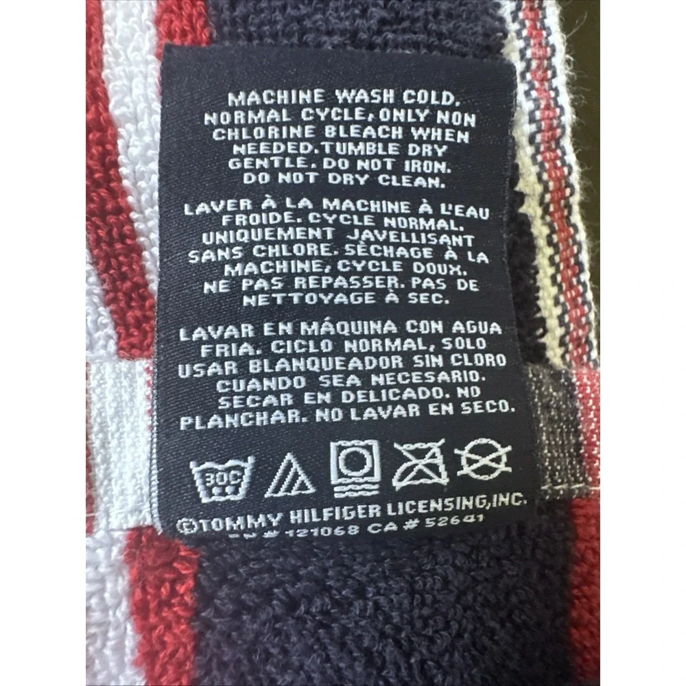 Tommy Hilfiger Stripe, Red, White Navy Hand Towel Cotton 16